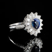 Natural Sapphire Stone Ring 1.1ct, Diamond 0.665ct 18K Gold